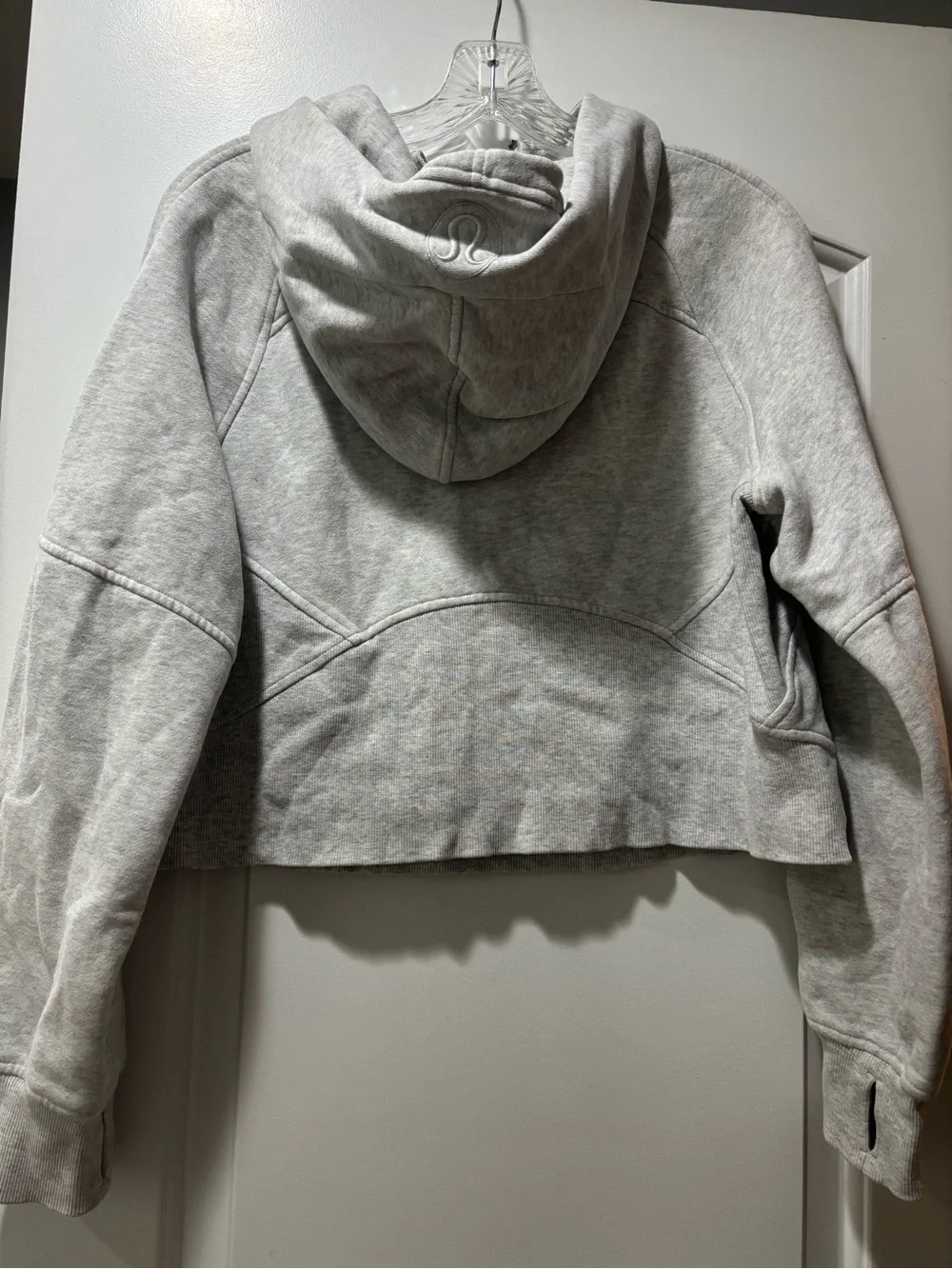lululemon athletica Light Gray Cropped Half-Zip Hoodie Sweater